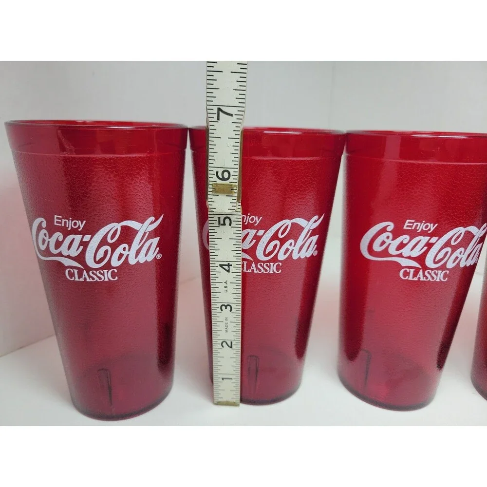 (4) Vintage Coca Cola 20 oz Red Plastic Model 5220 Restaurant Cups Carlisle NOS